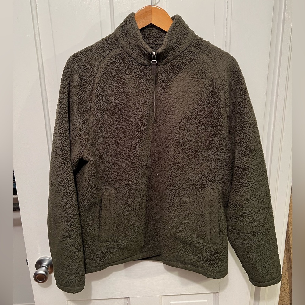 Nordstrom Men’s Forest Green Sherpa Quarter-Zip size Medium